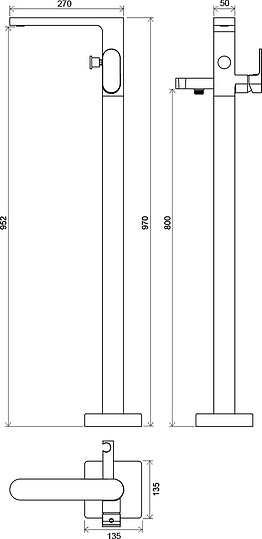 Ravak Chrome Смеситель для ванны напольный с душевым набором и внутренней частью, цвет: хром X070101