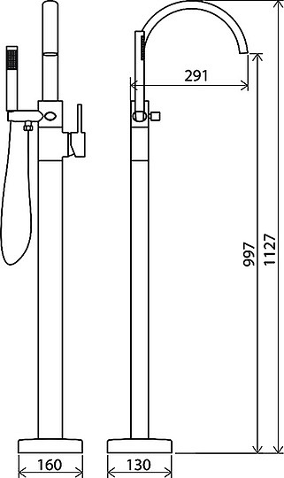 Ravak Смеситель для ванны напольный с душевым набором и внутренней частью, цвет: хром X070059