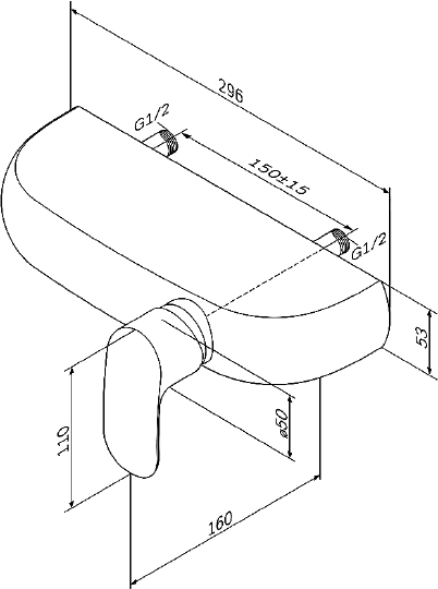 Am.Pm Sensation Смеситель для душа настенный, цвет: хром F3020000