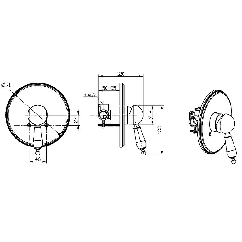 Boheme Tradizionale Chromo Смеситель встраиваемый, без излива, с внутренней частью, цвет: chrome 265