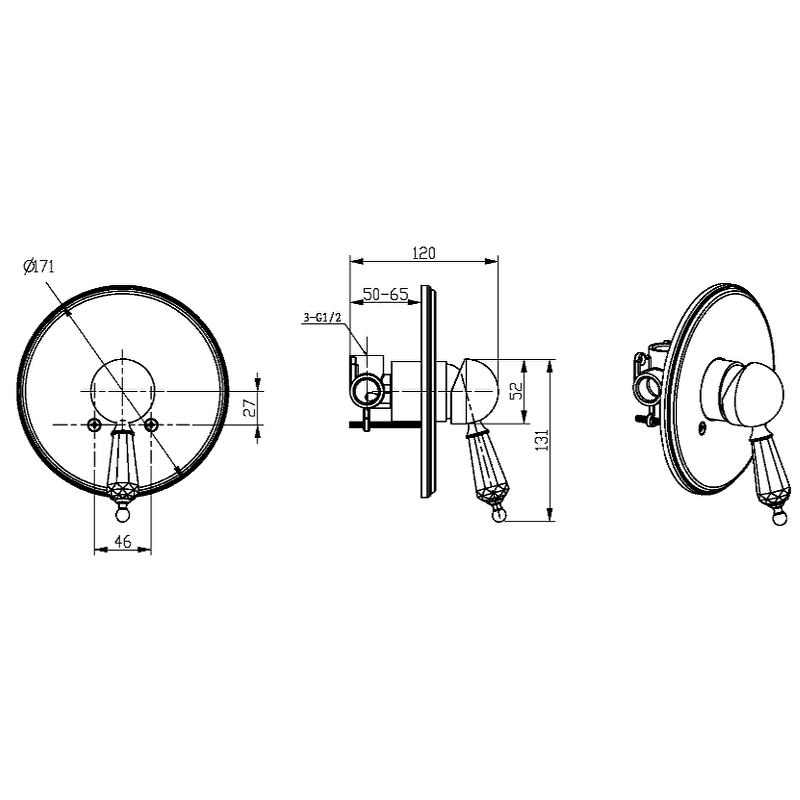 Boheme Brillante Ripresa Смеситель встраиваемый, без излива, с внутренней частью, цвет: chrome 345