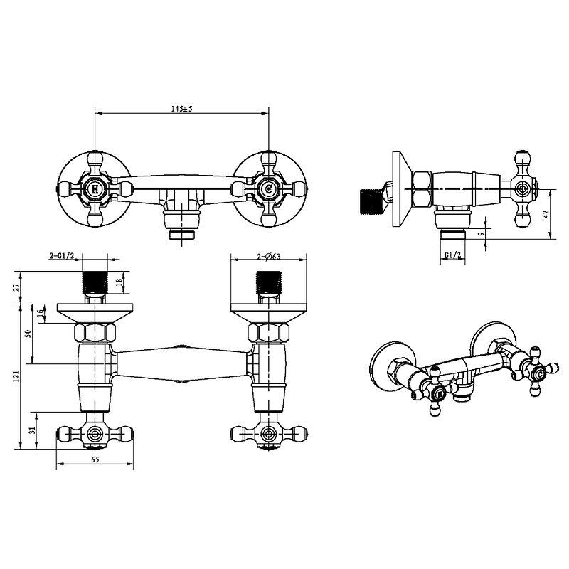 Boheme Tradizionale Chromo Смеситель для душа без излива и душевого набора, цвет: chrome 274