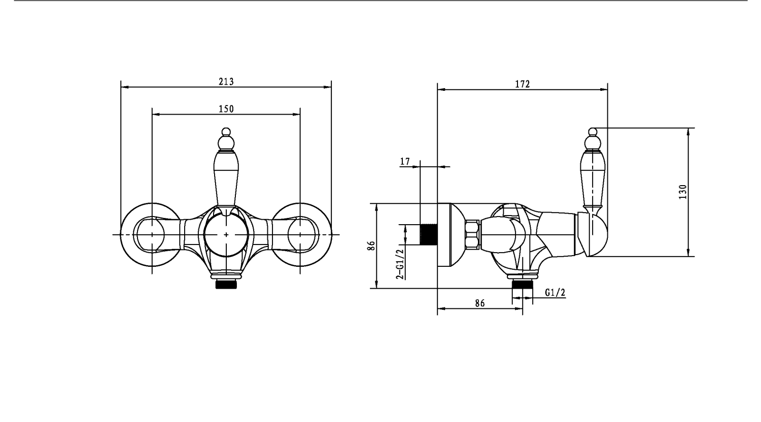 Boheme Crystal Смеситель для душа без излива и душевого набора, цвет: gold 284-CRST