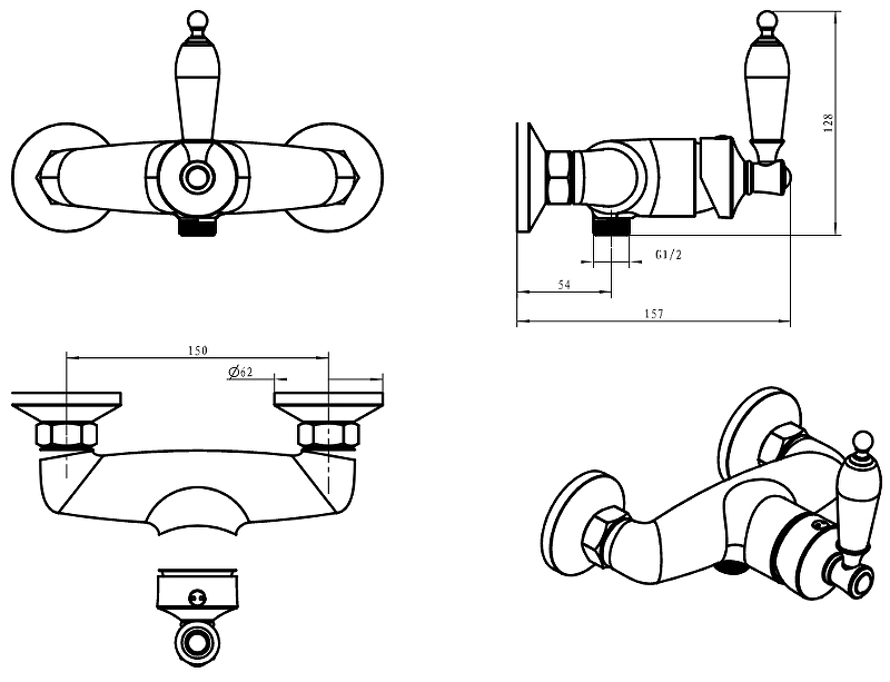 Boheme Vogue Смеситель для душа без излива и душевого набора, цвет: gold 214
