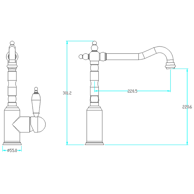 Boheme Medici Смеситель для кухни без возм. подключения фильтра, длина излива 22 см, цвет: bronze 101