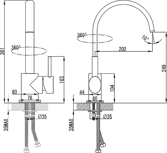 Ravak Freedom Смеситель для кухни с поворотным изливом, цвет: хром X070090