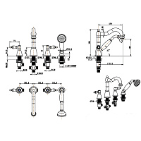 Boheme Chromo Смеситель на борт ванны, на 4 отверстия, с ручным душем, цвет: chrome 396
