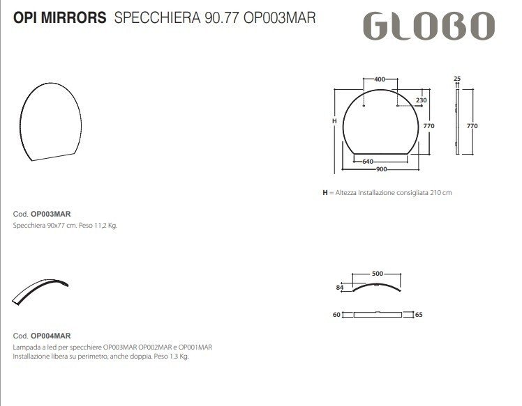 Globo Mode Зеркало 90х77 см подвесное, цвет: хром OP003MAR