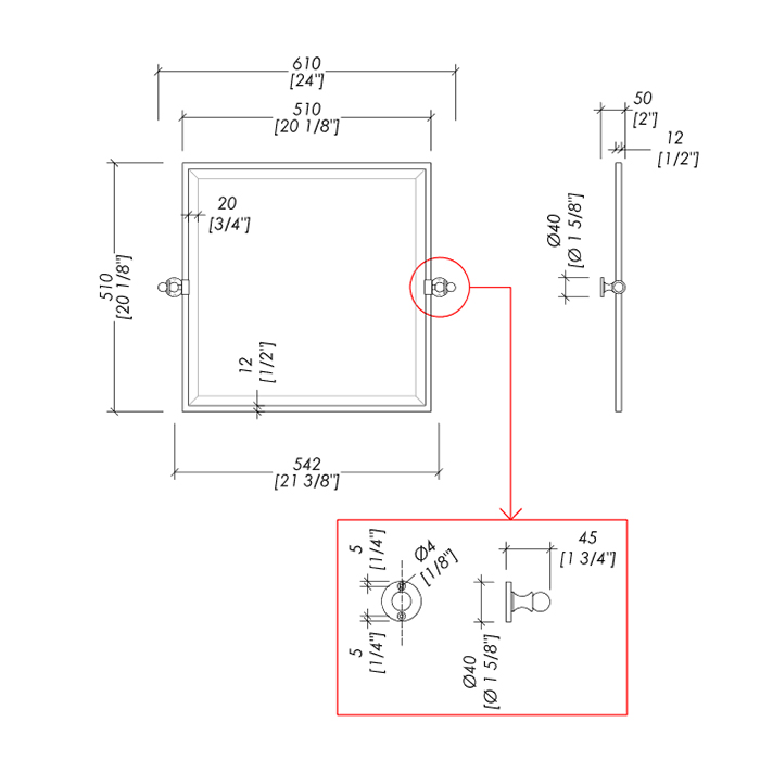 Devon&Devon First Class Зеркало настенное квадратное, фурнитура золото светлое DD33110OT