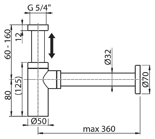 Ravak Сифон для раковины латунный, цвет: хром X01371