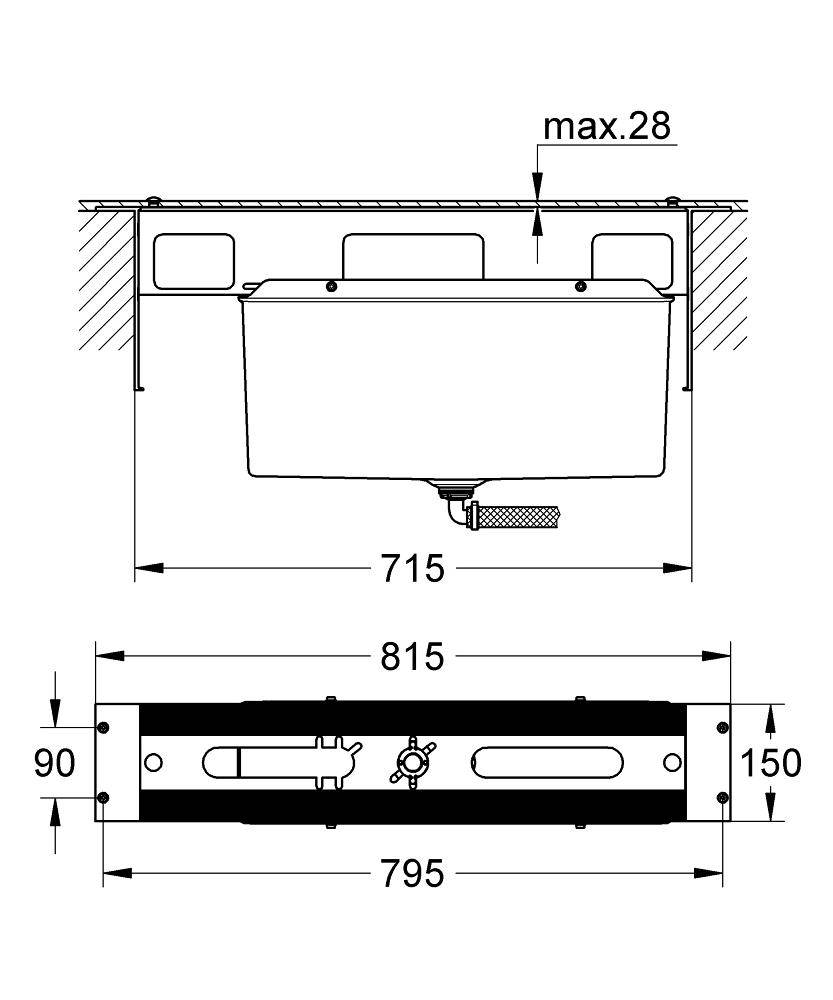 Grohe Встраиваемая часть для установки смесителя на борт ванны 29037000