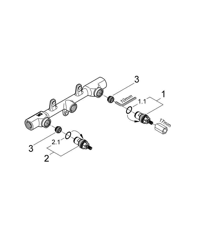 Grohe Ondus Встраиваемая часть смесителя для раковины на 3 отверстия 29025000