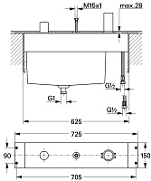 Grohe Встраиваемая часть для установки смесителя на борт ванны на 3 отверстия 33339000
