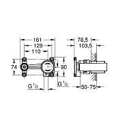 Grohe Eurodisc Joy Встраиваемая часть смесителя для раковины на 2 отверстия 23429000