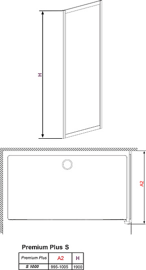 Radaway Premium Plus S Боковая стенка, фабрик 5 мм, Easy Clean 100х190h см, цвет: хром глянцевый 33423-01-06N