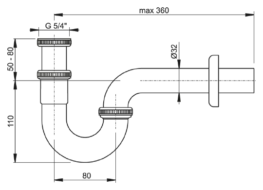 Ravak Сифон для раковины U-образный латунный, цвет: хром X01436