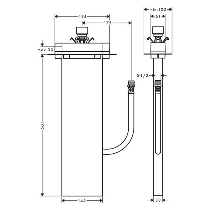 Axor SBox Шланговый короб для ванны, скрытая часть 15490180