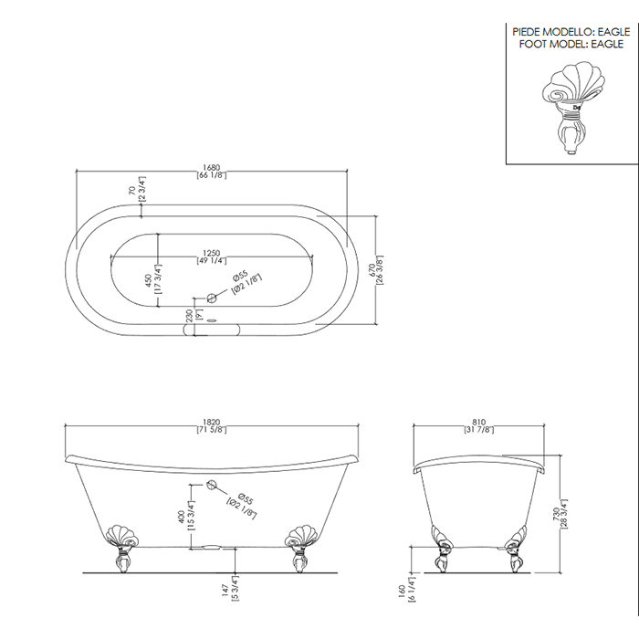 Devon&Devon Admiral  Сифон для ванны, цвет медь AS06251DE3AR