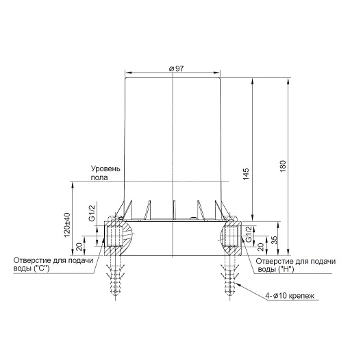 Toto Faucet Встраиваемая часть напольного смесителя для ванны TBN01105R