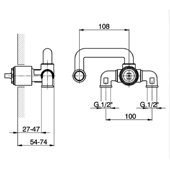 Cisal Внутренняя часть смесителя из стены для раковины на 2 отверстия ZA02551004