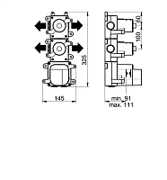 Almar High Flow Термостат для душа, внутренняя часть на 4 потребителя E176504