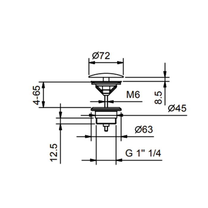 Fantini Nostromo Донный клапан, универсальный цвет: черный матовый 91 13 8435