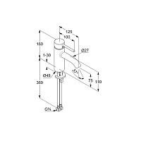 Kludi Bozz Смеситель для раковины, без д/к, длина излива 12,5 см, цвет: черный матовый 382723976