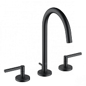 Kludi Nova Fonte Смеситель для раковины на 3 отверстия, с д/к, высота изл. 18,5 см, цвет: черн. мат. 201433915