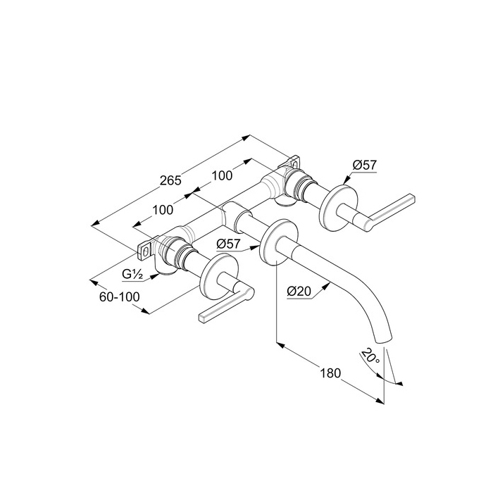Kludi Nova Fonte Смеситель для раковины встраиваемый, внешняя часть, излив 18 см, цвет: хром 201440515