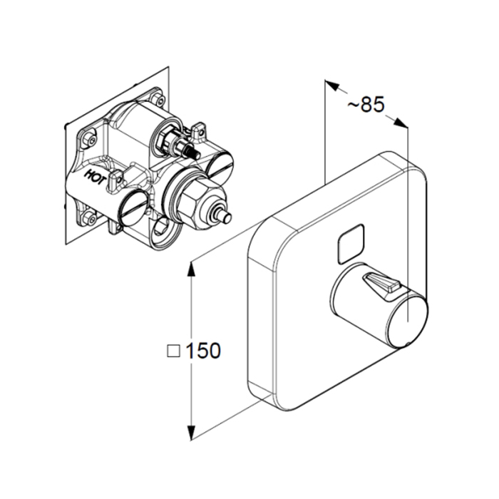 Kludi Push Смеситель для душа встраиваемый термостатический, внешняя часть, цвет: хром 389010538