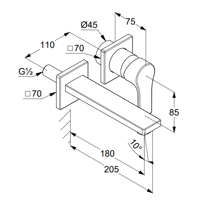 Kludi Zenta SL Смеситель для раковины встраиваемый, внешняя часть, излив 18 см, цвет: хром 482440565