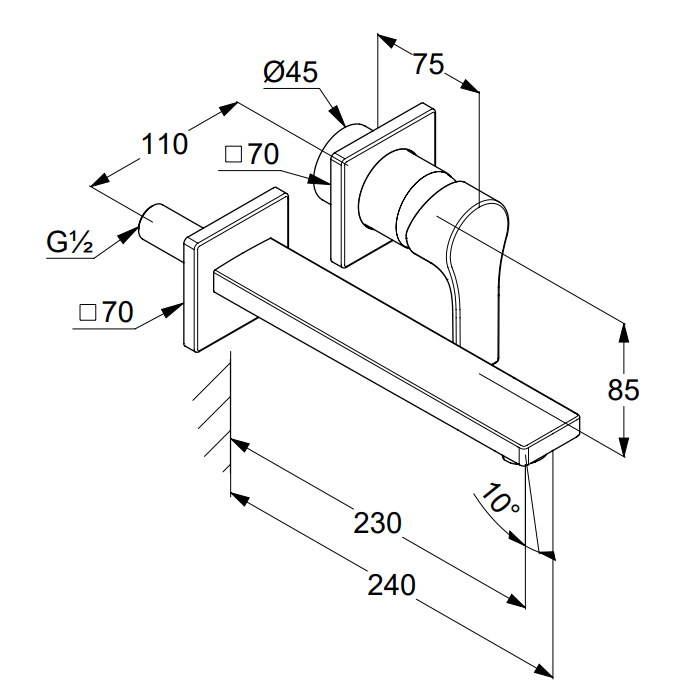 Kludi Zenta SL Смеситель для раковины встраиваемый, внешняя часть, излив 23 см, цвет: хром 482450565