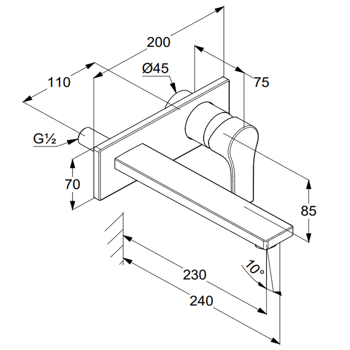 Kludi Zenta SL Смеситель для раковины встраиваемый, внешняя часть, излив 24 см, цвет: хром 482480565