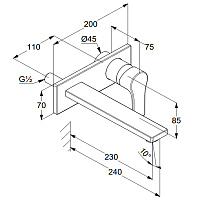 Kludi Zenta SL Смеситель для раковины встраиваемый, внешняя часть, излив 24 см, цвет: хром 482480565