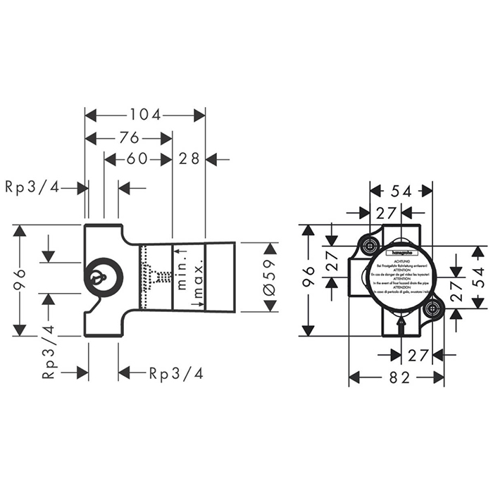 Axor Скрытая часть запорного/переключающего вентиля Trio 16982180