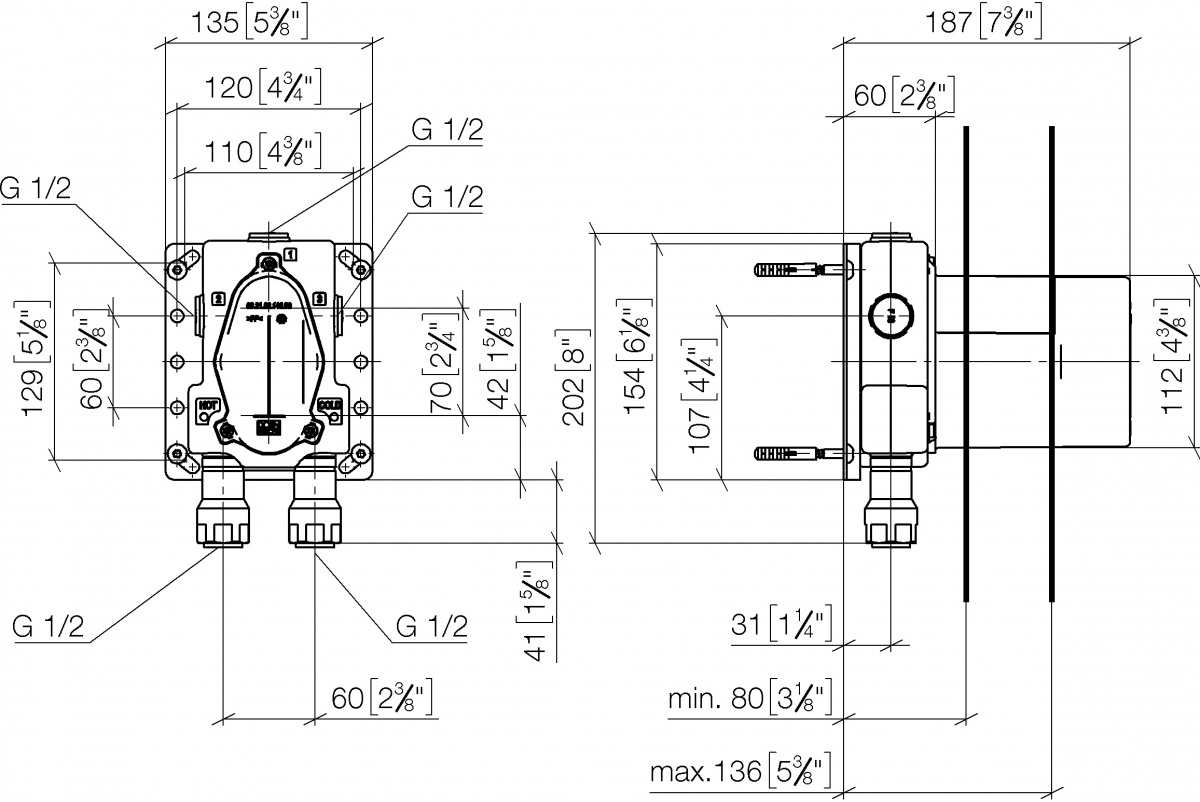Dornbracht Встраиваемая часть термостатического смесителя для душа на 3 источника 3542797090