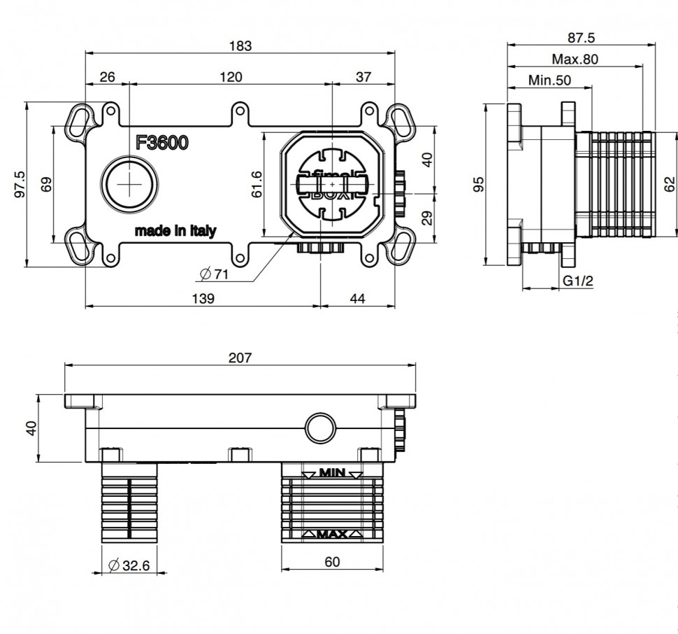 Fima Carlo Frattini Внутренняя часть смесителя для раковины F3600