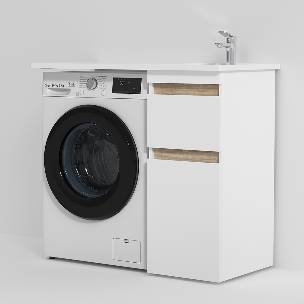 Am.Pm X-Joy Раковина накладная над стиральной машиной 100х50 см, правая, 1 отв., цвет: белый глянец M85AWPR1001WG