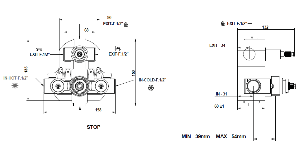 Bongio Внутренняя часть смесителя для душа 097280003