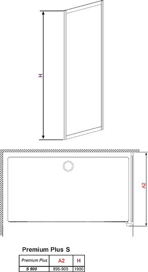 Radaway Premium Plus S Боковая стенка, фабрик 5 мм, Easy Clean 90х190h см, цвет: хром глянцевый 33403-01-06N