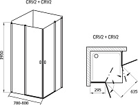 Ravak Chrome Дверь для душевого уголка CRV2 стекло 80x195h см, цвет: белый 1QV40100Z1