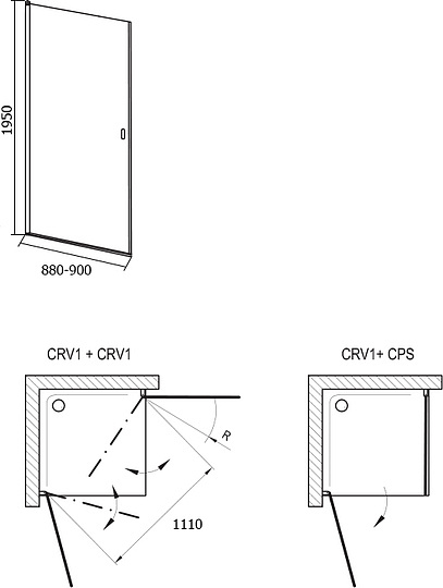 Ravak Chrome Дверь для душевого уголка CRV1 стекло 90x195h см, цвет: белый 1QV70101Z1
