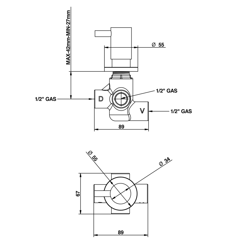 Bongio Aqua Встраиваемый кран с переключателем, цвет хром 40525CR0R
