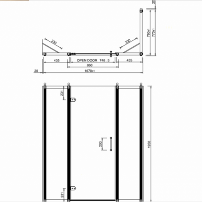 Burlington Britton Экран душевой перегородки, дополнительный 45,5х195 см, цвет: хром глянцевый C17
