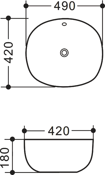 Art&Max Раковина накладная, овальная 49x42x18h см, цвет: белый AM5306-W