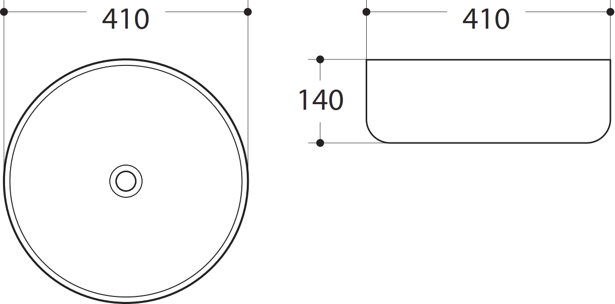 Art&Max Раковина накладная, круглая 41x41x14h см, цвет: белый AM-78170