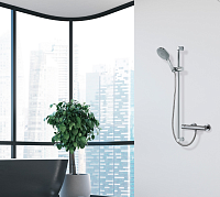 Bossini Mixa Душевой комплект: штанга 94,5 см, ручной душ 1 вид струи, шланг, цвет: gold D04065P.021