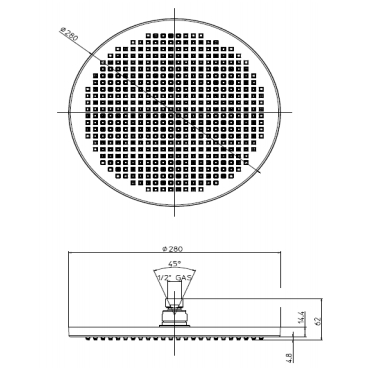 Bossini Apice Верхний душ d28 см, 1 вид струи, кронштейн потолочный 30 см, цвет: chrome H31430G.030