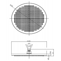 Bossini Apice Верхний душ d28 см, 1 вид струи, кронштейн потолочный 30 см, цвет: chrome H31430G.030
