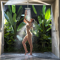 Bossini Apice Верхний душ d28 см, 1 вид струи, кронштейн потолочный 30 см, цвет: mat black H31430G.073